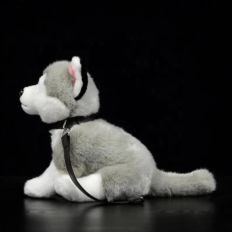 Lifelike Siberian Husky Dog Sitting Plush Toys Realistic Grey Dogs Puppy Stuffed Animal Toy