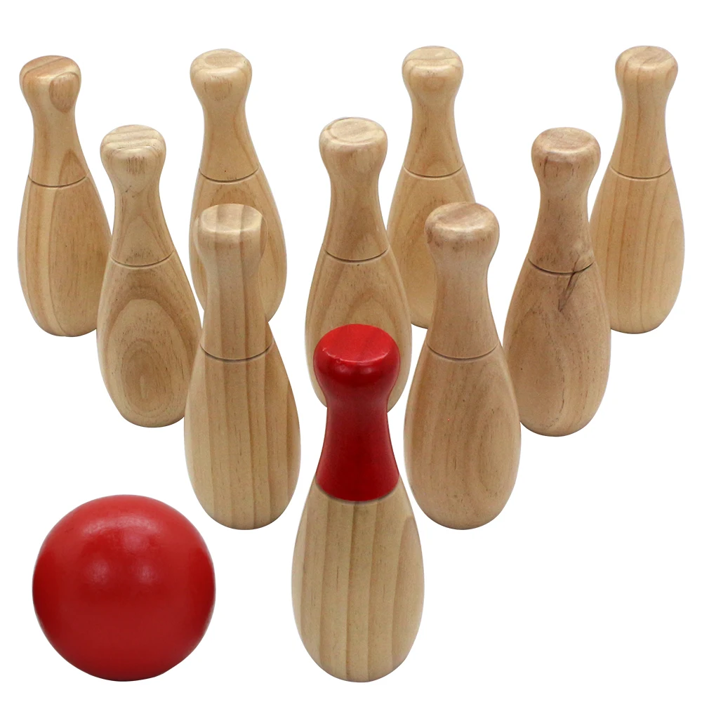 wooden lawn bowling set