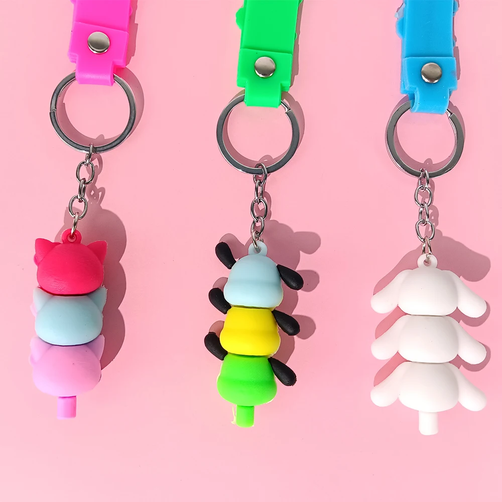 Customized Silicone Cute Toy Rubber 2D 3D Soft Animal PVC Keychain  Cartoon Character Children's Rubber Anime Keychain