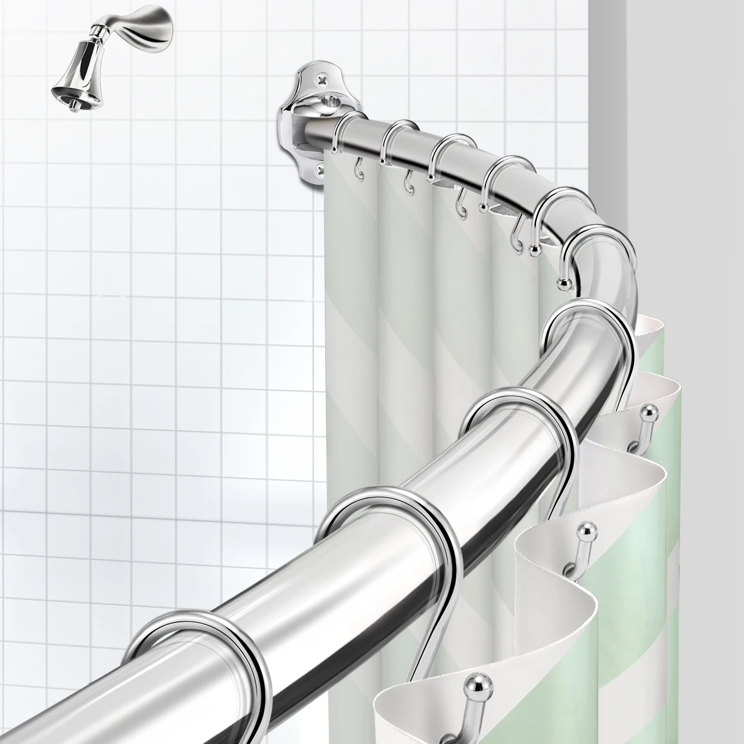 Adjustable Curved Shower Curtain Rod Rustproof Wholesale Metal Curved Shower Curtain Poles