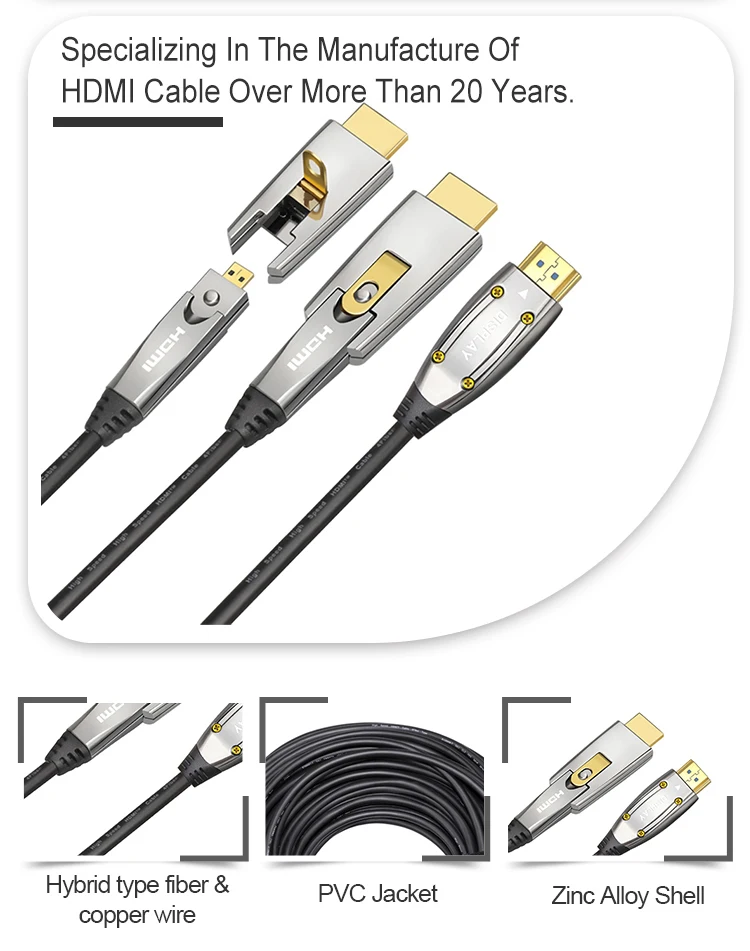 Active Optical Hdmi Cord48gbps Hdmi Cable 20ft To 100ft For 8k60hz 4k120hz Dynamic Hdr Arc 8k