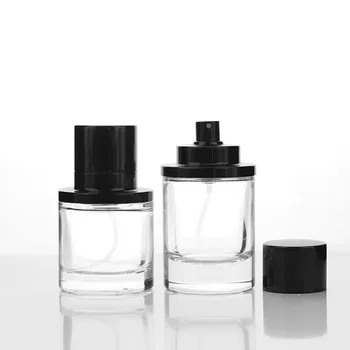 Good Quality Luxury 50ml 100ml Round Perfume Glass Bottle Empty Crimp Sprayer With Black Heavy Magnetic Lid