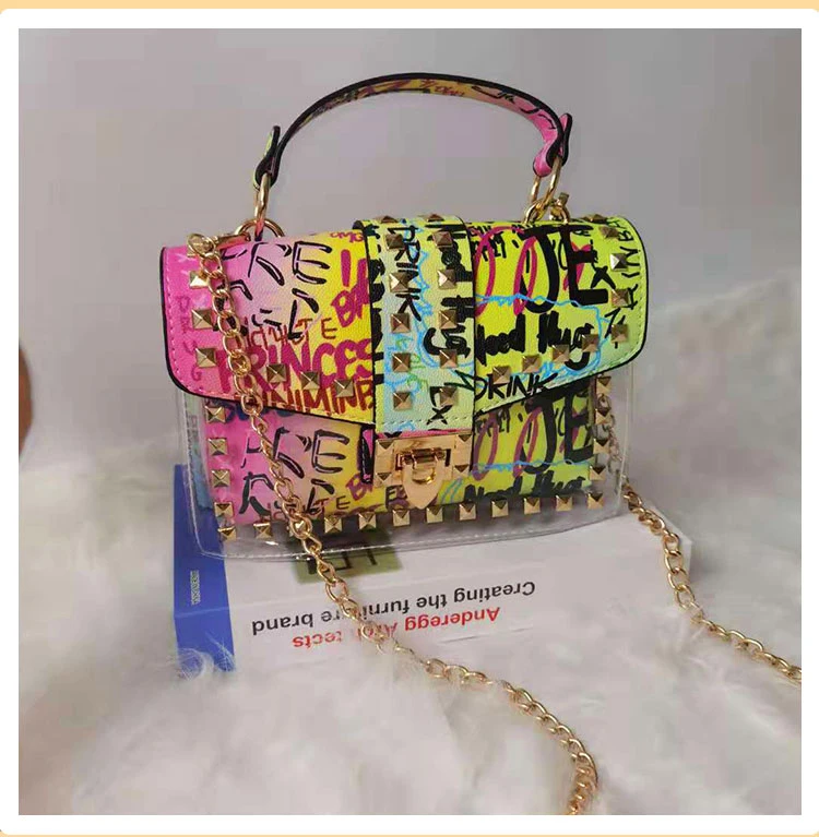 trendy bag famous brand crossbody purses and handbags luxury women graffiti jelly hand bags