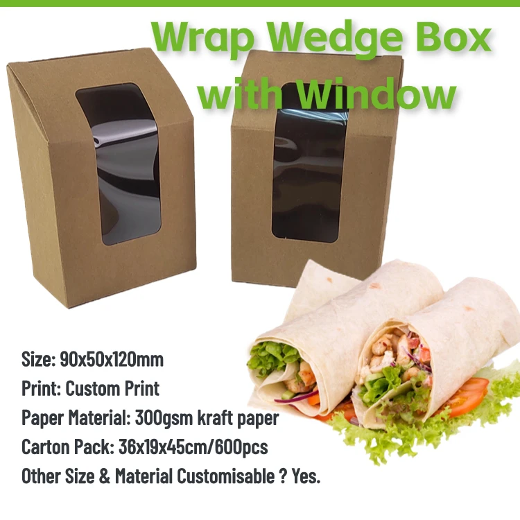 Custom Printed Tortilla Wrap Box with Window for Taco Packaging