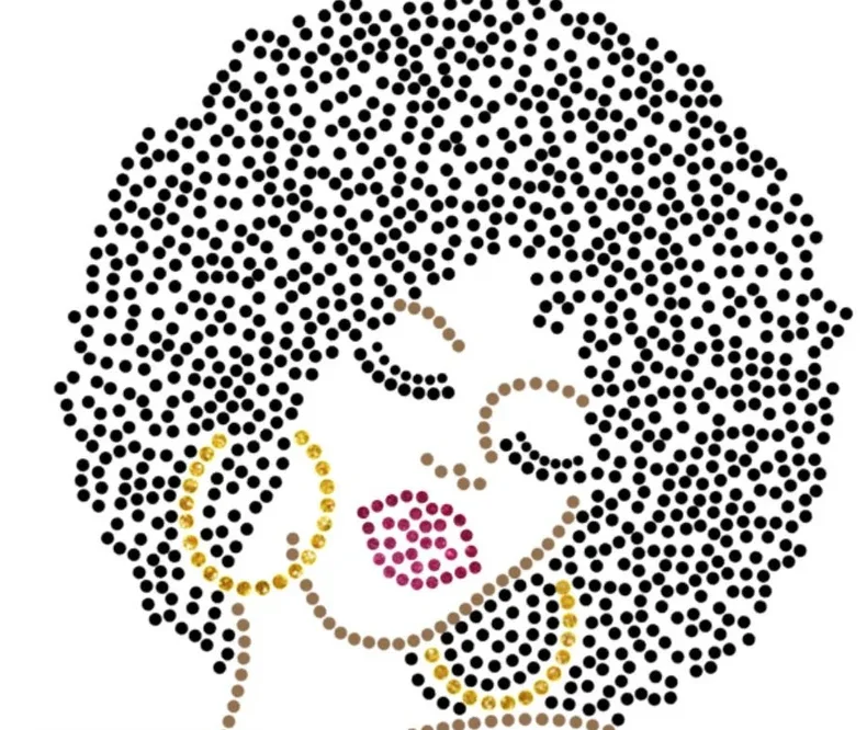 Afro Culture Bling T-Shirt designer iron on transfer hotfix diamond patches rhinestone transfer motif