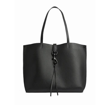 Waterproof Women's Large Black Designer Leather Tote Bags With Custom Printed Logo Handbag With Pocket