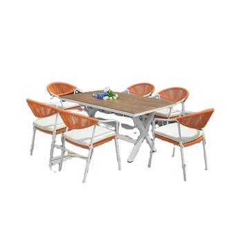 Aluminum Dining Tablesimple Modern Plastic Wood Furniture Dining Table Set With 6 Chairs