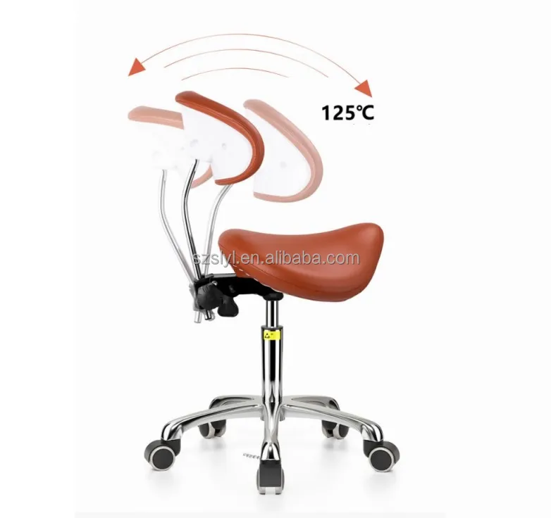 Ergonomic Dental Stool PU Leather Assistant Saddle Chair for Hospitals Dental Doctor Stool