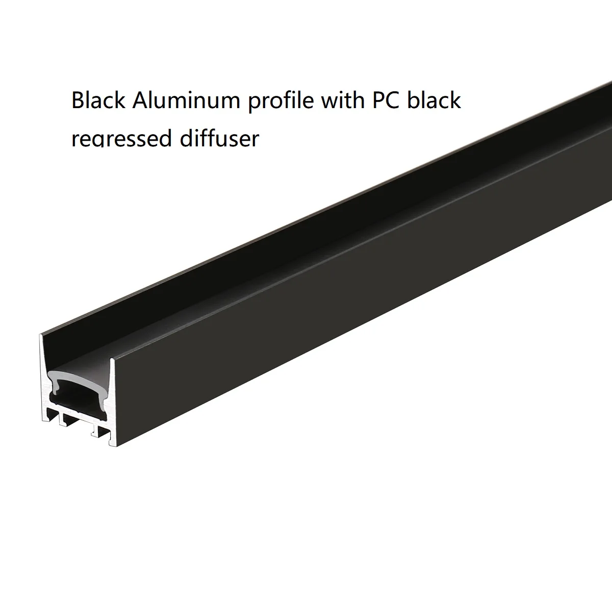 Anti Glare Led Profile Channel for Linear Strip Light PC Diffuser Cover Black Led Aluminum Profile Surface Mounted With Magnet