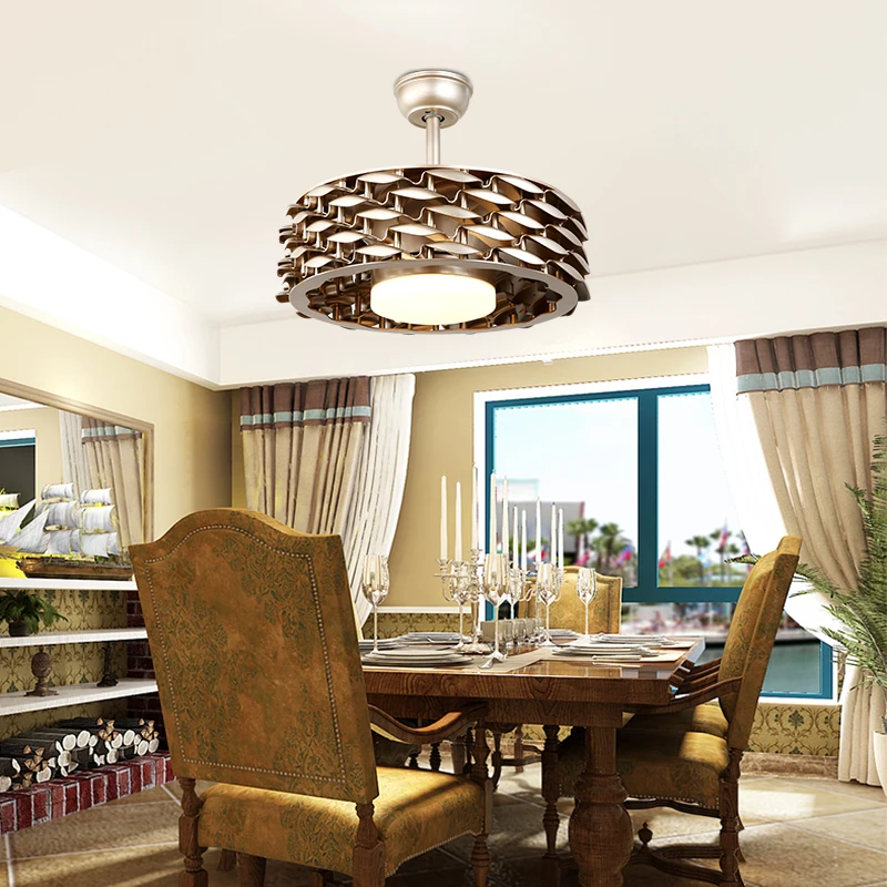 Bladeless 6 Speed DC Ceiling Fan Light Without Blade Led Ceiling Fan Chandelier Remote Control Led Ceiling Light with Fan