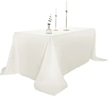 Wholesale 90x132 Inch Rectangular Polyester Table Cloth Washable Ivory Fabric for Parties Weddings Banquets Restaurants