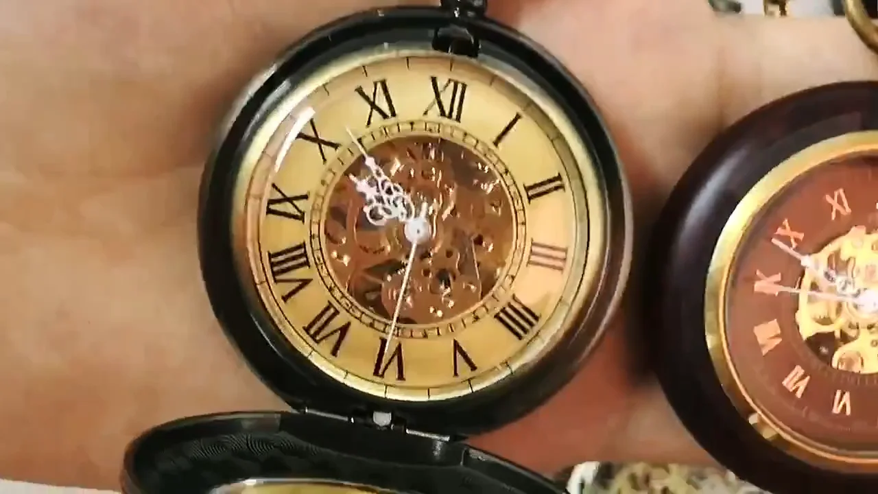 Luxury High Quality Golden Moon Phase Mechanical Pocket Watch