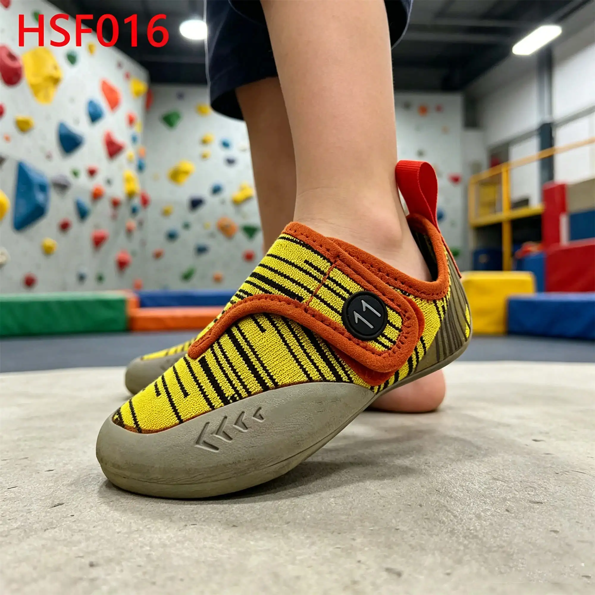 ZYF, Ravine Wall Climb – varratmentesen összeragasztott gumitalpbetétes mászócipők, hegyi sziklamászó cipők, sárga színű, szorosan illeszkedő sziklamászó cipők gyerekeknek HSF016