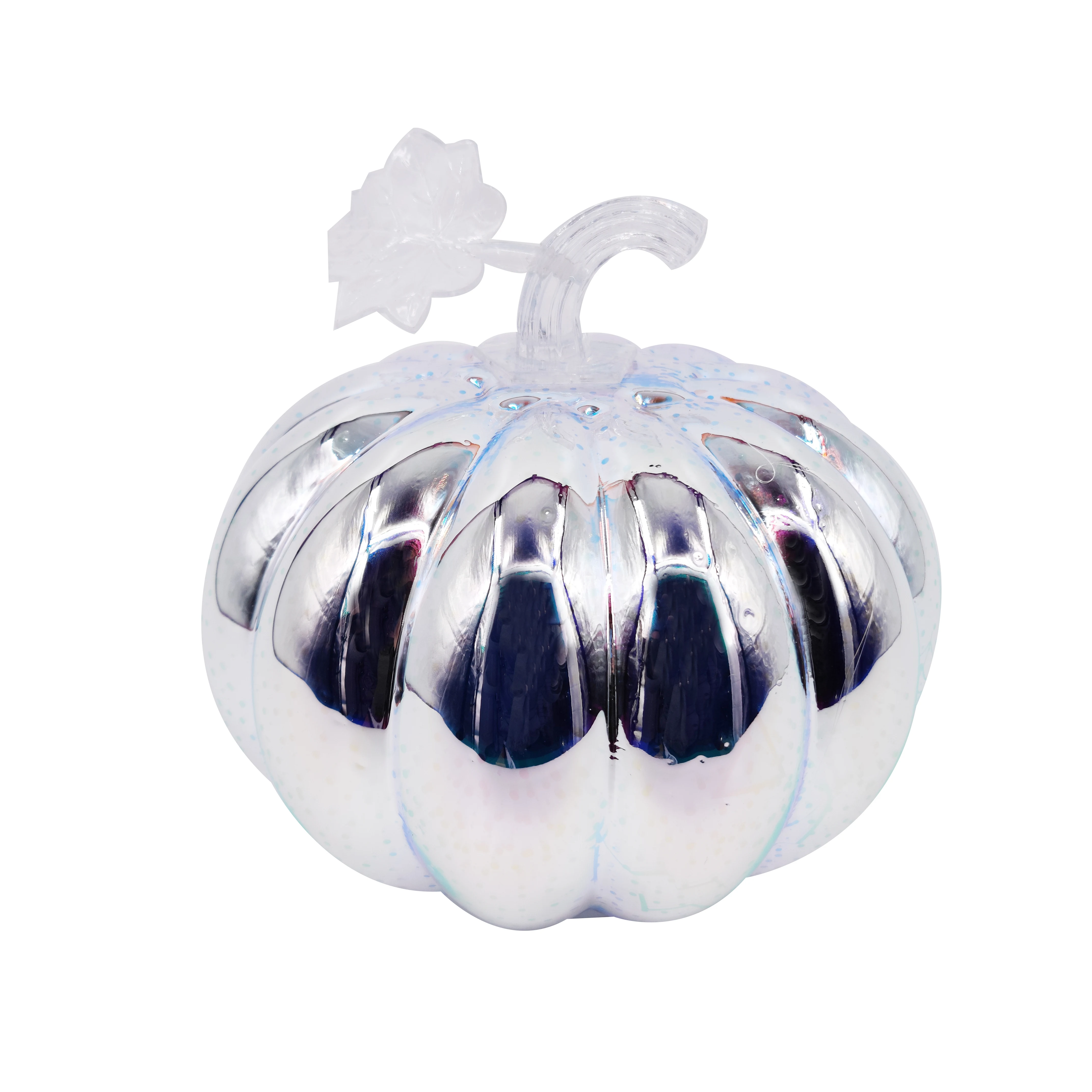 Wholesale  new design Rainbow finish glass pumpkin with LED light for halloween decoration manufacture