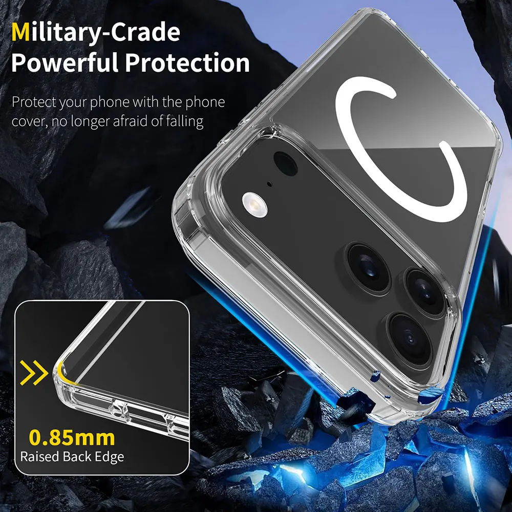 product laudtec oem ultra thin transparent protective case scratch proof crystal clear magnetic phone cover for iphone 17 pro max  16 15-5