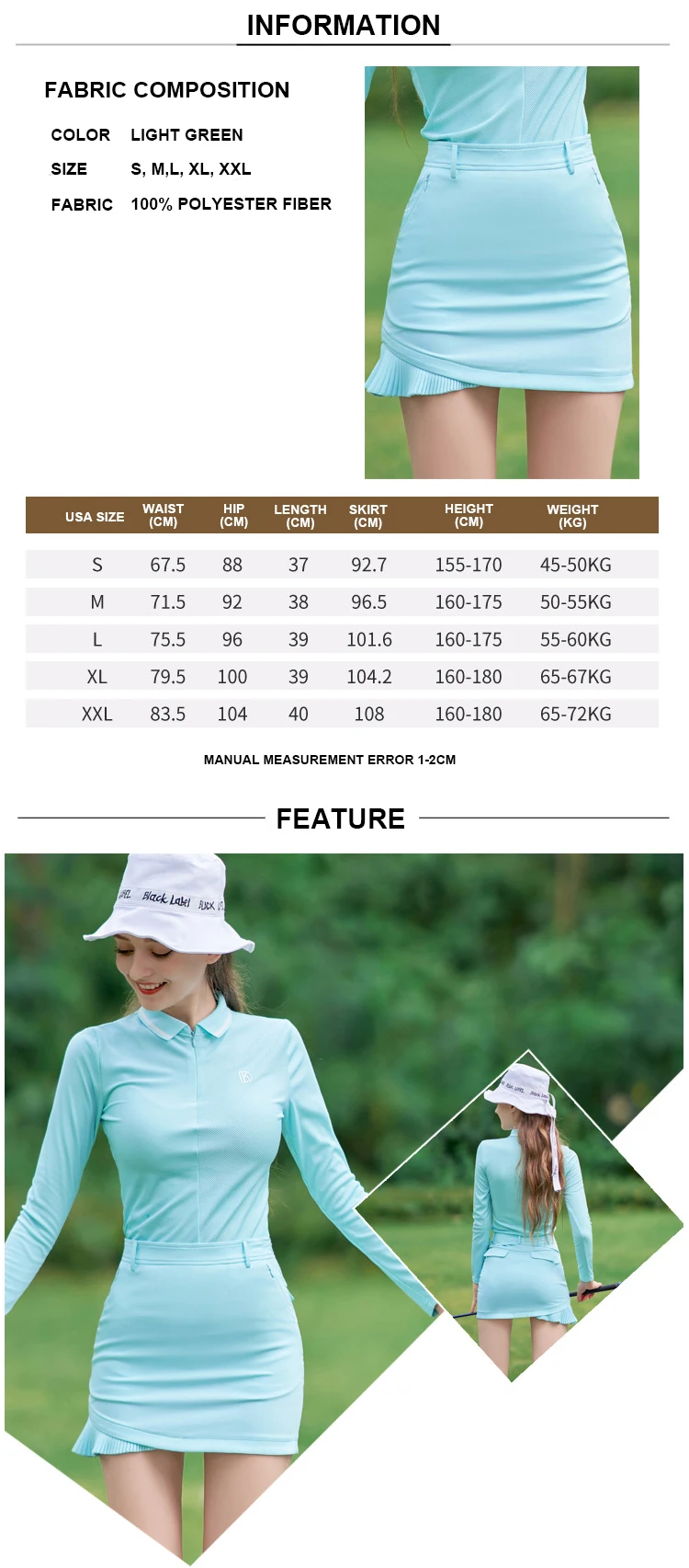 One Tone Golf Clothing Women's Long Sleeve Tshirt Golf Women's Suits