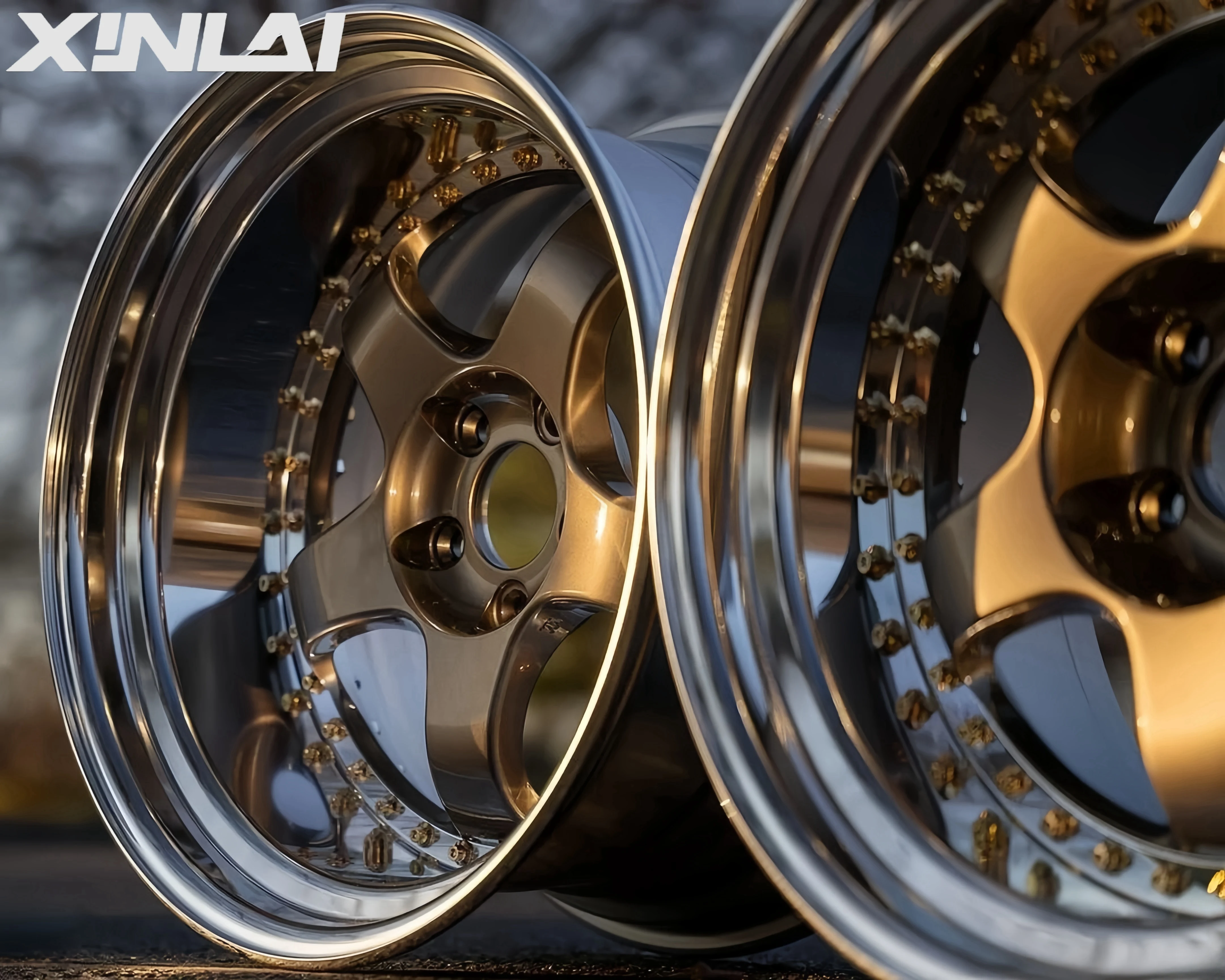 XINLAI Hot Sale 3 Piece Forged Brushed Polished 5x120 5x112 5x114.3 18 19 20 21 22 Inch Wheel for Racing Car Wheel - Image 4