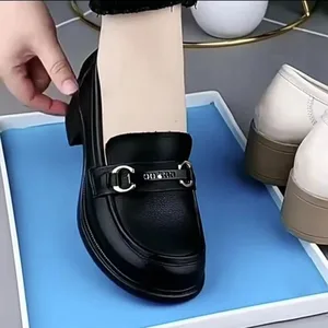 2026 Comfortable Casual Round Toe Knee-High Chunky Heel Loafer Shoes for Women; Hot Export Model