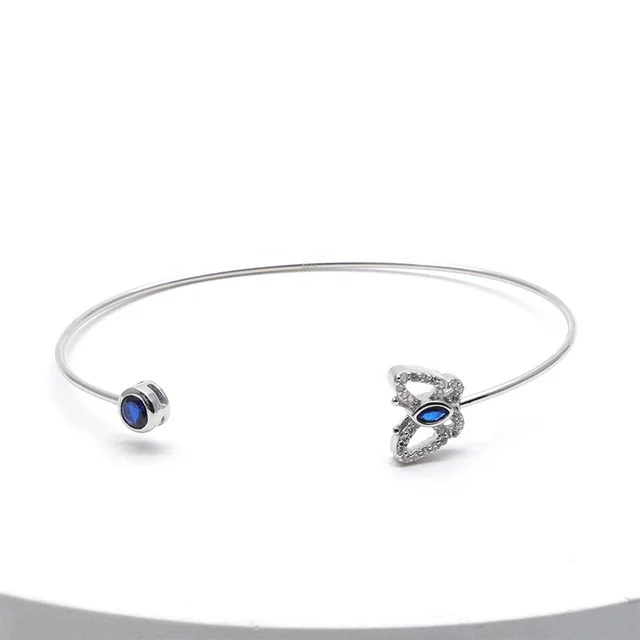 Upper Fashion Arm Trending Jewelry Cuff Adjustable Butterfly blue zircon Women Bracelets & Bangles 925 sterling silver