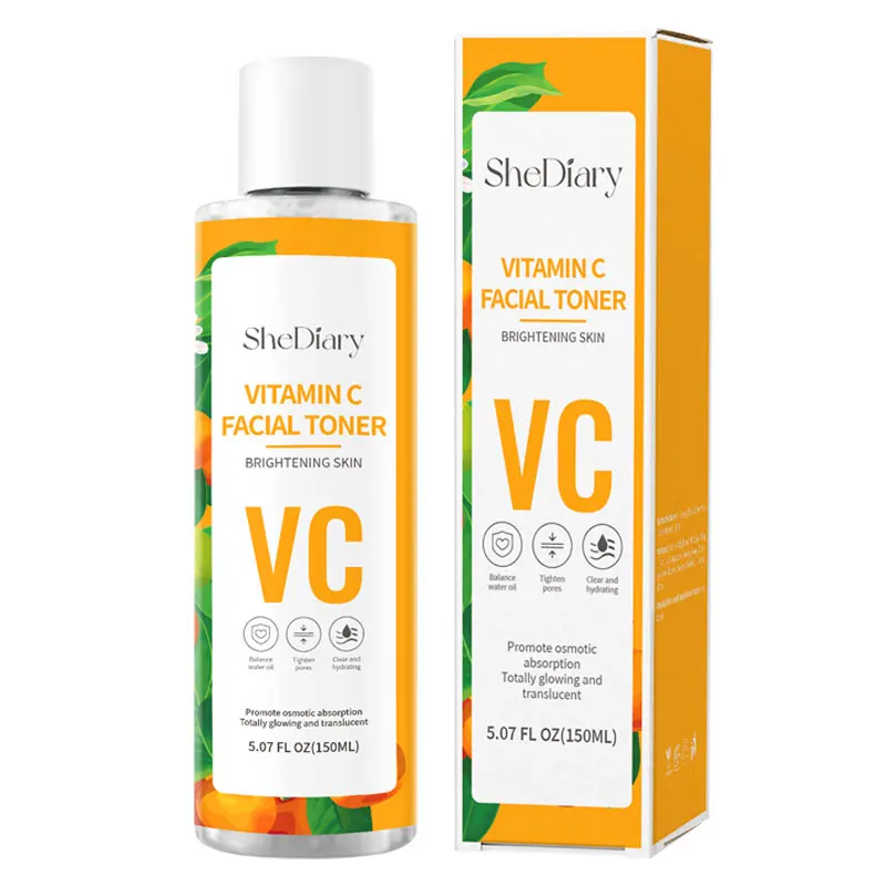 SheDiary, tónico para el cuidado de la piel con logotipo personalizado, vitamina C, iluminador y aclarador, tónico para la piel de la cara, hidratante y reduce los poros