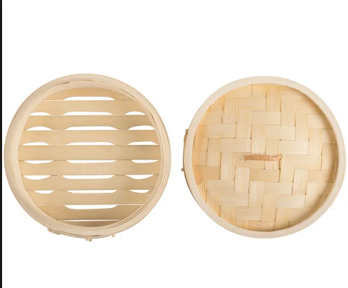 Cuiseur Vapeur Bambou 2 Étages - Avec Couvercle, Chiffons Anti-Adhésifs, Pour Boulettes & Légumes