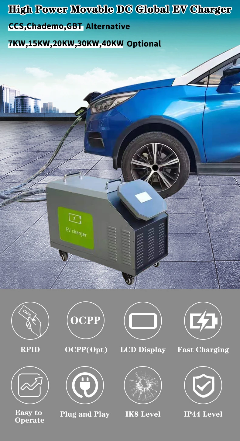 Ocpp portable mobile ccs fast charging dc 380v 100a 30kw ev charging