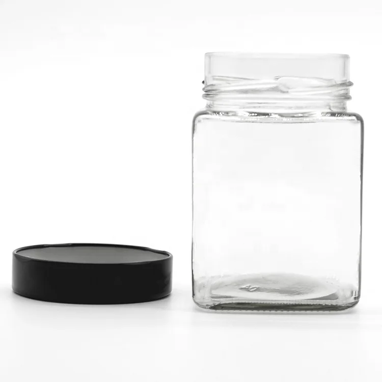 250ml Square Glass Storage Jar Square Glass Canisters Square Food Jar With  Twist off Caps