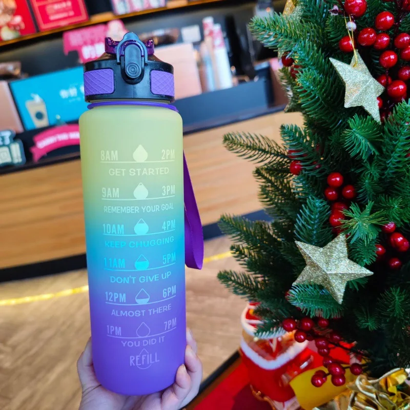 1L Bpa-Free Plastic Gym Sports Water Bottle - Motivational