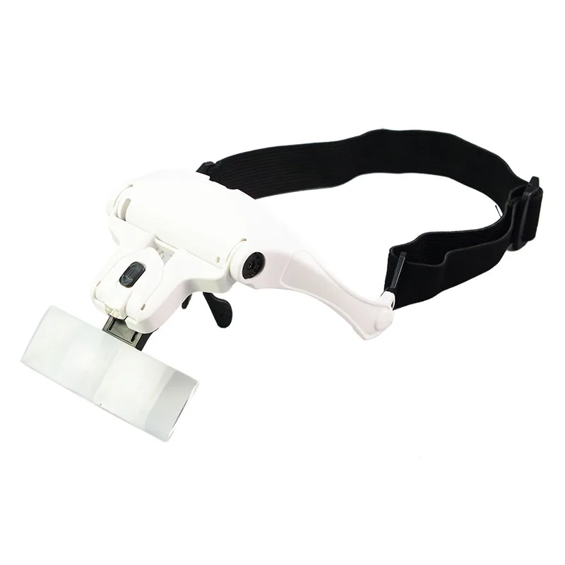 Headband Magnifier with LED Light Head Mount Magnifier Glasses Light Bracket for Handsfree Reading Jewelry Loupe Watch Repair Sewing Lash Extension