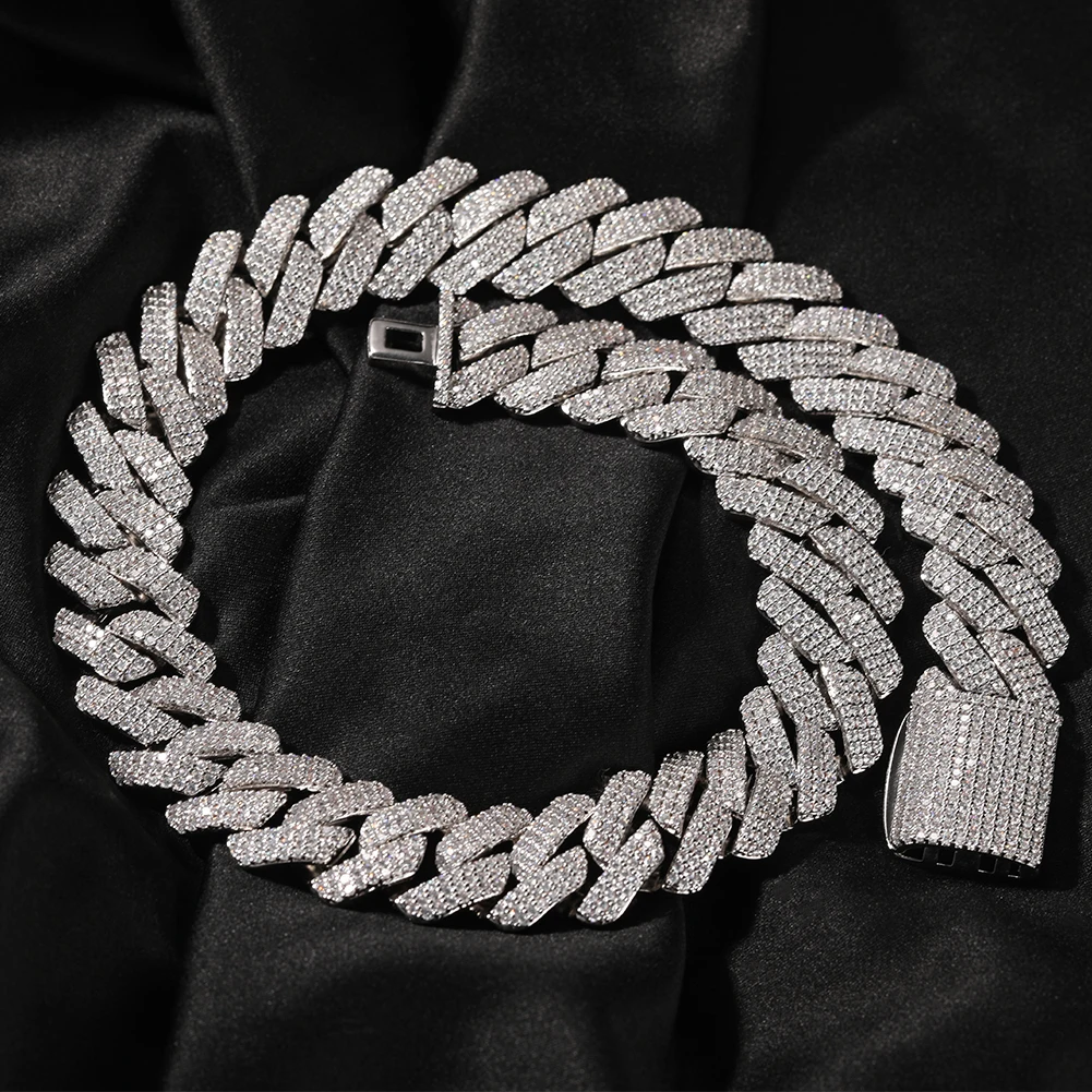 Chain 3 Rows Drop Shipping Hip Hop Iced Out 3 Rows Cubic Zirconia Cuban Chain 20mm ...