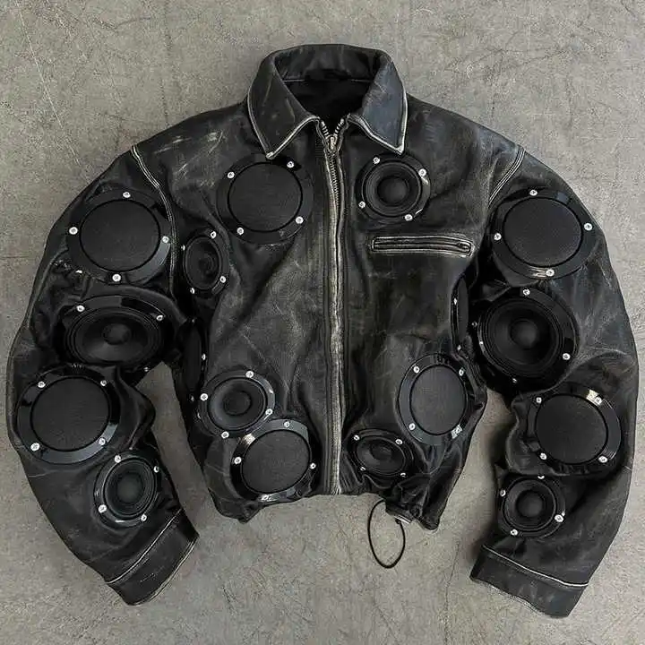 Men's Winter Racing Motorbike Bomber Leather Jacket Salati Designer Acid Wash Zipper Cropped Wax Hip Hop Streetwear Jacket gallery 7