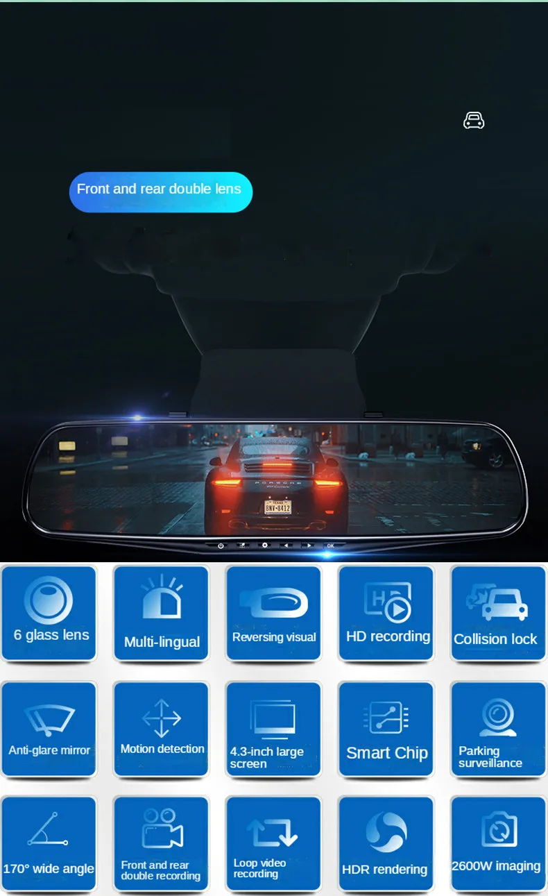 3英寸夜视行车记录仪dvr高清1080p后置摄像头双镜头录像机 - buy dash