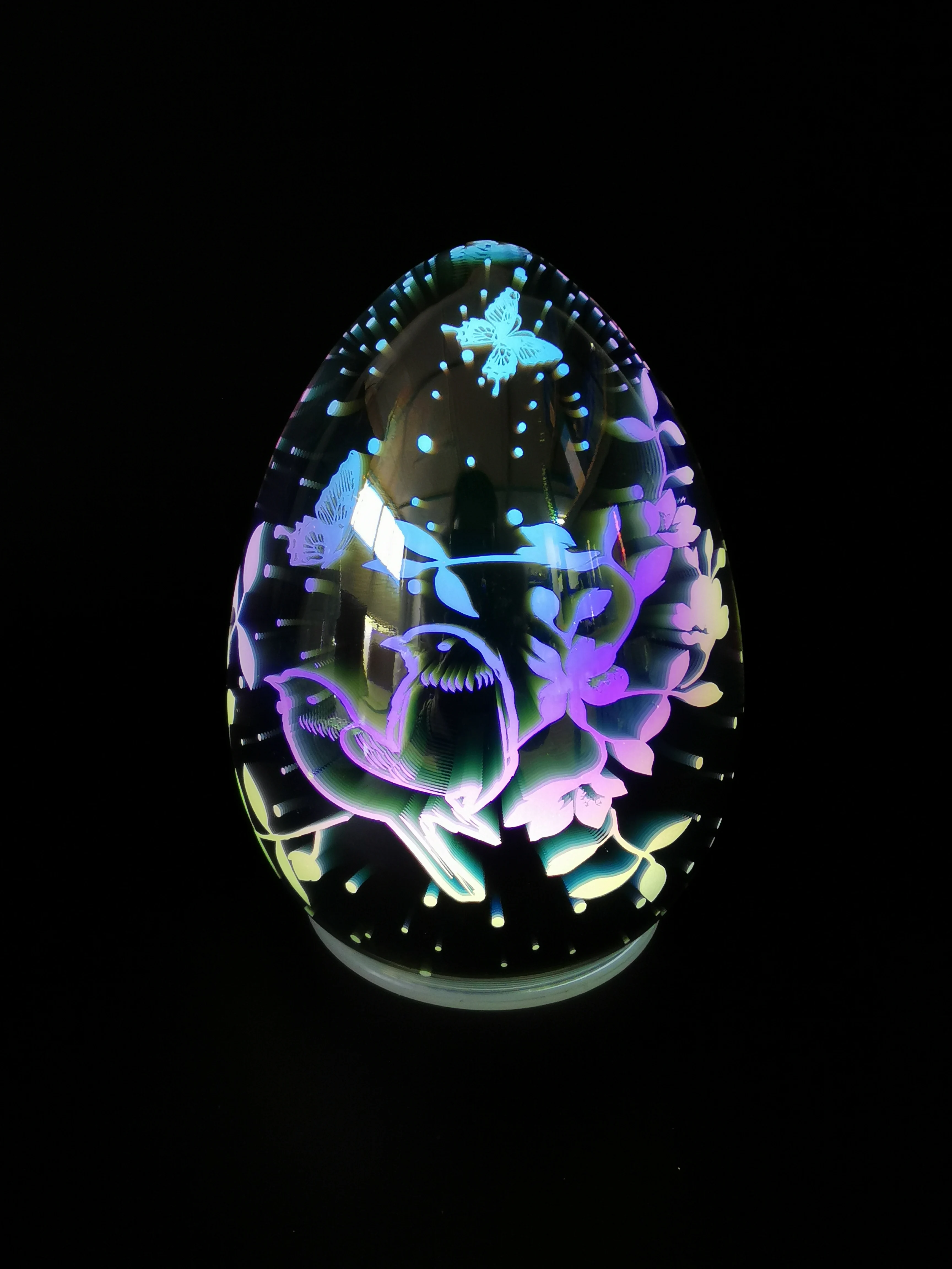 Easter party decoration LED iridescent glass eggs shape ornament factory