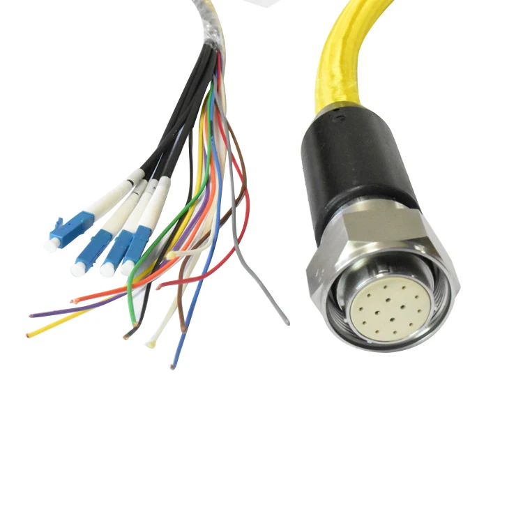 Outdoor Armored Optical Yellow 4-Optical 10-Power Stainless Steel Photoelectric Hybrid Floating Cable 5A Underwater Connector