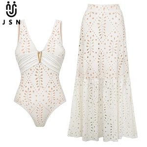 JSN 2026 Customized New Arrival Hot Sale Nylon Fashion Solid Color Sexy Laser-Cut Swimsuit Women's One-Piece Two-Piece Swimsuit