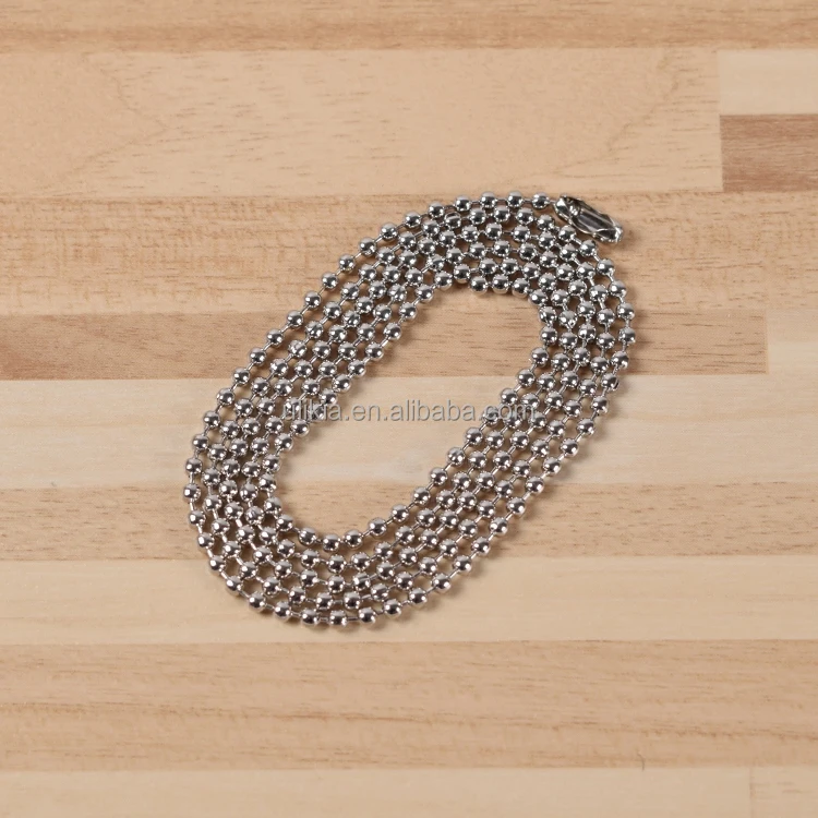 Multi Size Stainless Steel Bead Ball Necklace Military Dog Tag Chain