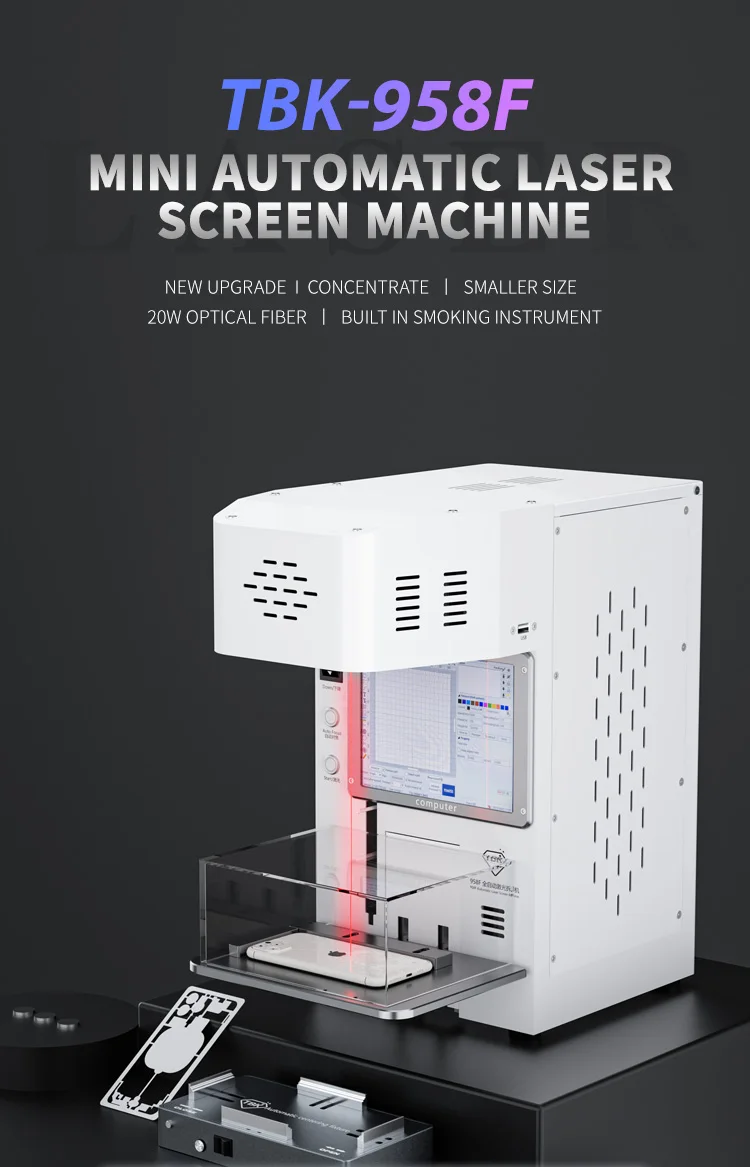 2022 Newest Mini Automatic 20w Tbk 958f Laser Machine For Iphone 8 X 12