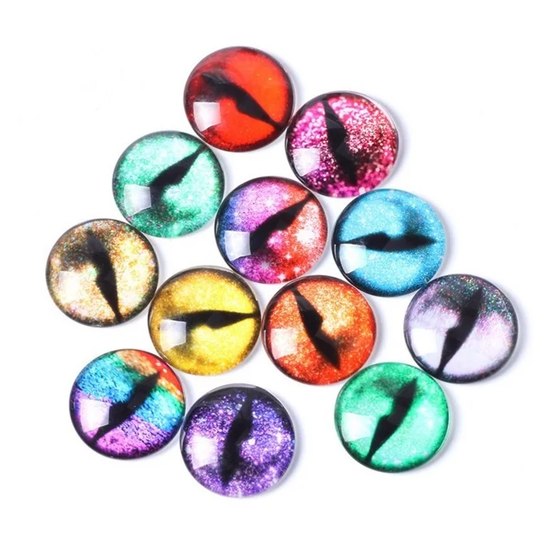 Factory Sale 8mm 50mm Glass Cabochon Pupil Charms Flatback Round