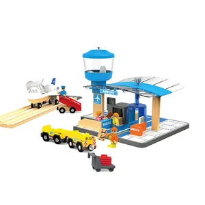 Multi-Functional Wooden Track Model for Airport Terminal Export Compatible Educational Learning Toys for Toddler Boys Girls