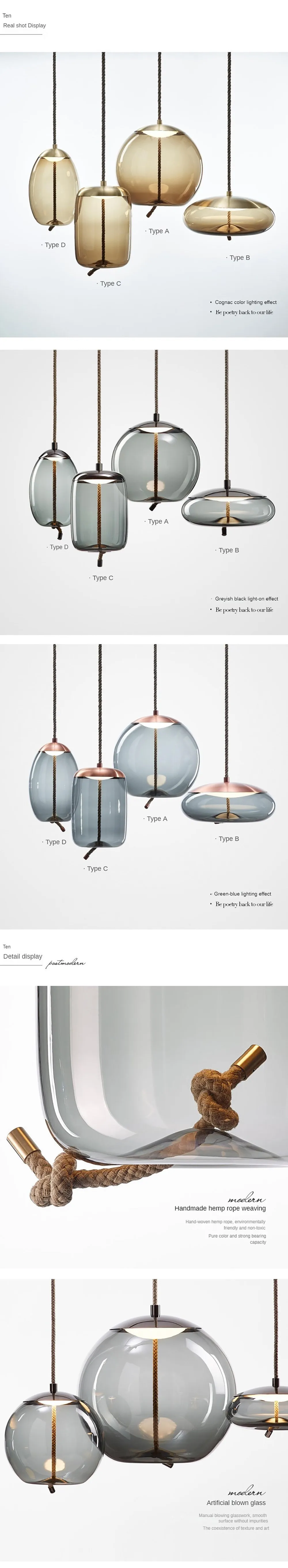 Modern LED Glass Pendant Light Chandelier for Kitchen & Restaurant ...