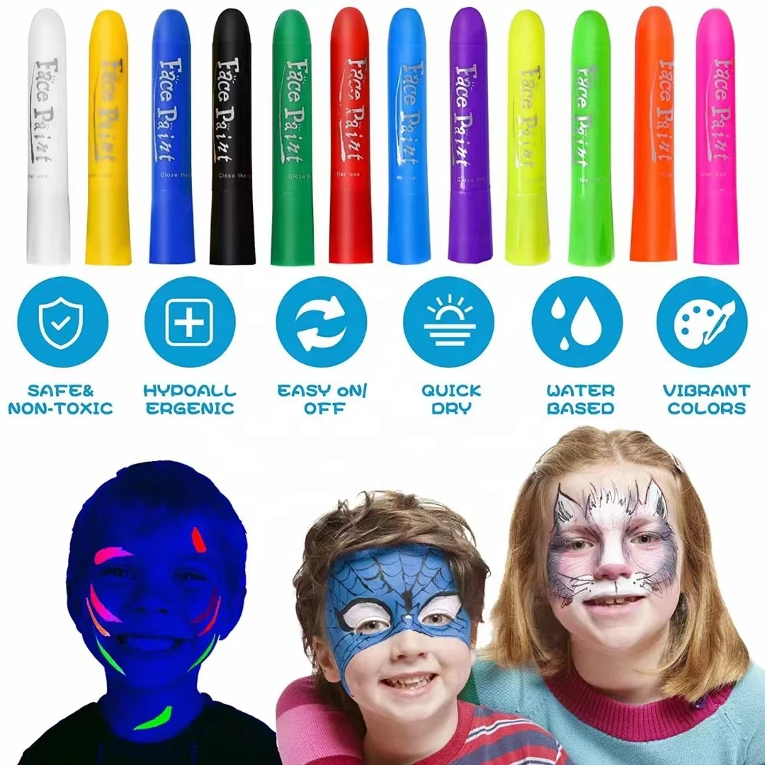 Лучшая цена Заводская распродажа краска для Хэллоуина тела лица под УФ-лампой светящаяся в