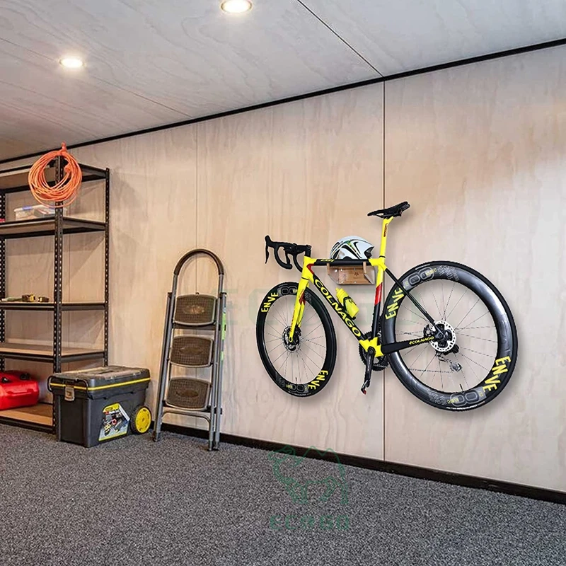Bici da strada in legno a parete con mensola resistente, porta