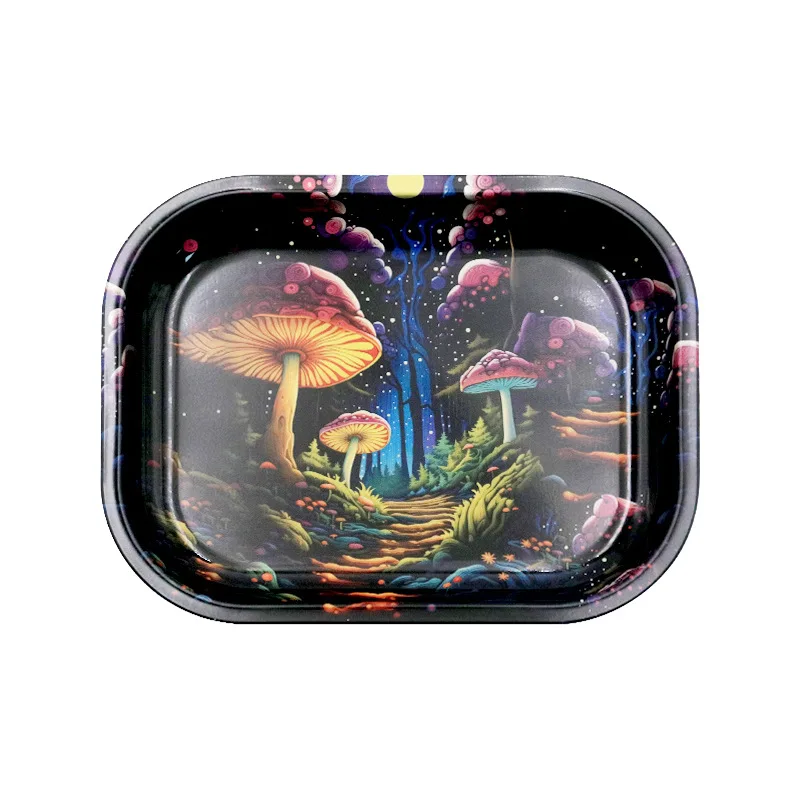 Stock 18*14cm Tin Metal Rolling Tray Small Size Metal Tobacco Rolling Tray Smoking Accessories Serving Tray Wholesale
