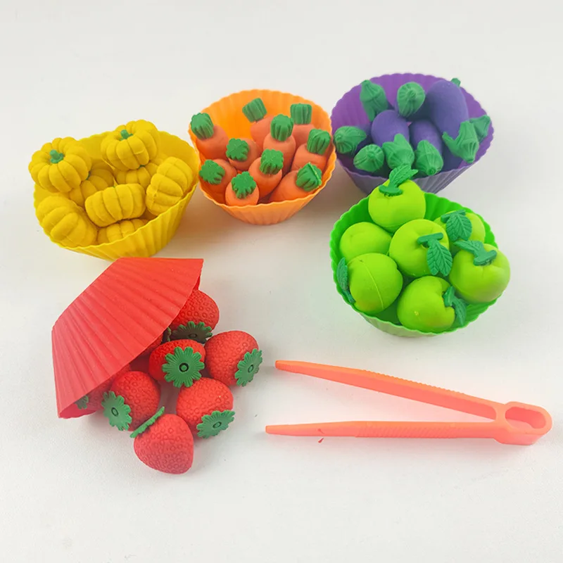 rainbow Fruit Cupcake Color Matching Sort Toddler Busy Sensory Bins Toys with Clip for Kid Learning and STEAM Activity