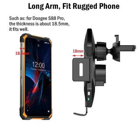 15W Fast Fast Car Wireless Charging Stand for Doogee S89 S99 S96 S97 S98 Pro V10 V20 V30 Car Wireless Charger Automatic Clamping