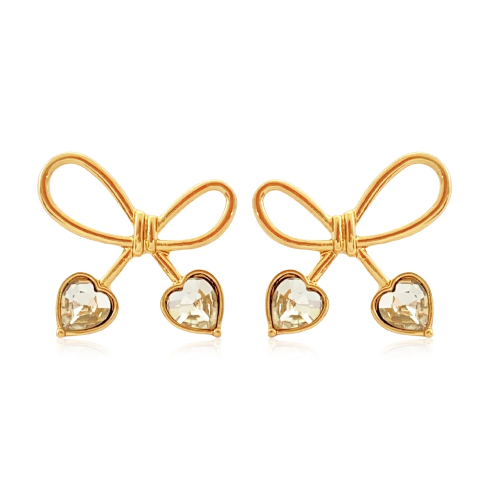 Fashion Hot-selling 2026 Gold-plated Bow love Designer Star Diamond Crystal Earrings for Women