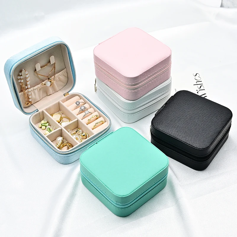 Luxury Portable Travel Ring Necklace Jewellery Boxes Packaging Case Pu ...