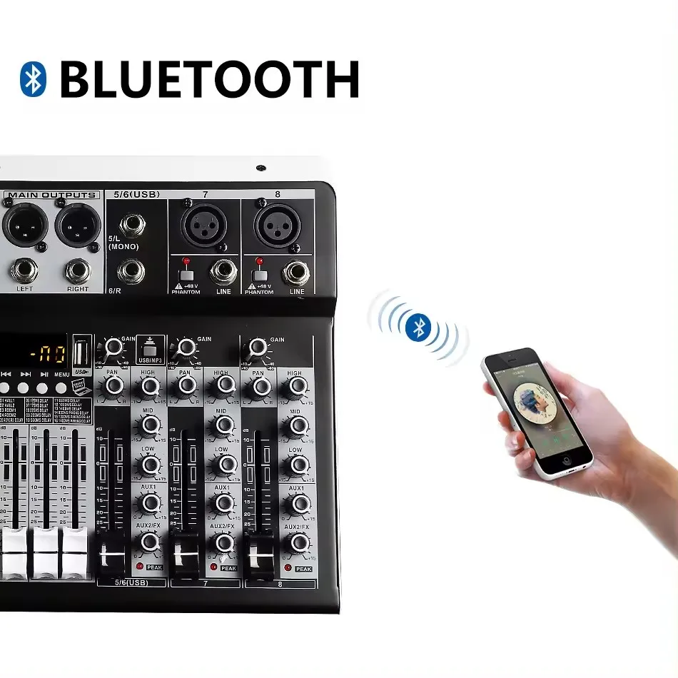 Professional 8 Channel Sound Audio Console  DSP Effector Stage Controller Dj Mixer for Show