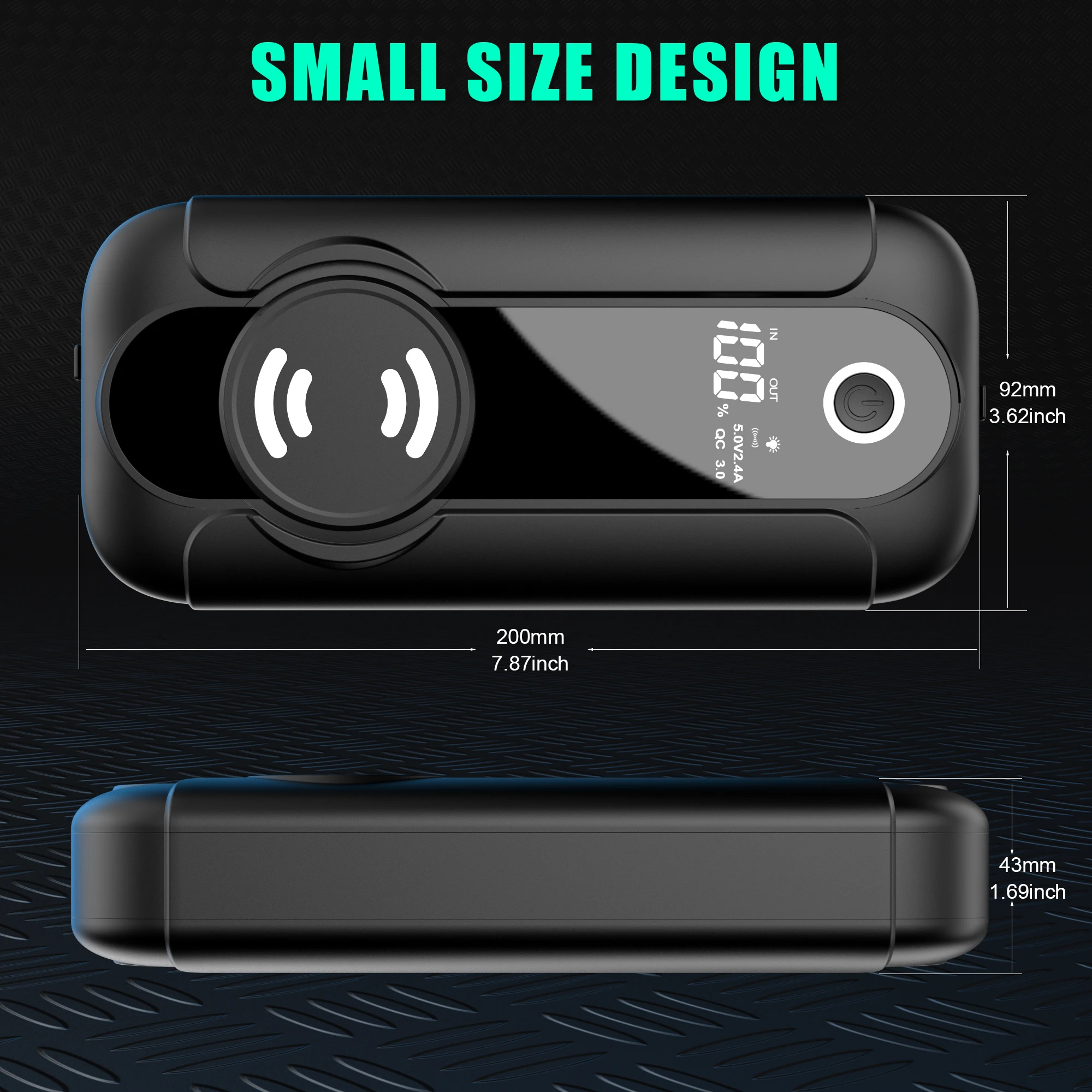 Multifunctional 12V/24V Truck Car Battery Jump Starter Power Bank 2000A SOS LED Light Wireless Charging Winter Cold Start Rescue