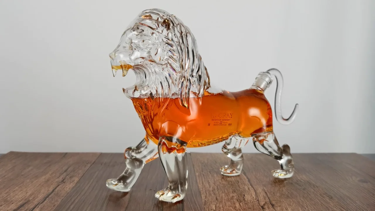 Bouteille De Whisky En Verre Forme Chien De Chasse - Récipient Hermétique, Décoratif, Centre De Table